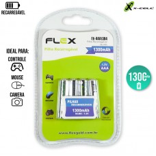 Pilha Recarregável C/4 Unidades AAA 1300mAh Ni-Mh FX-AAA13B4 X-Cell